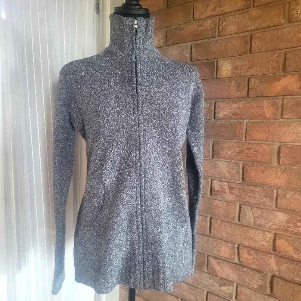 Columbia Women's Full-Zip Charcoal Marled Sweater Pockets Ribbed Hem - Size M - Picture 3 of 9